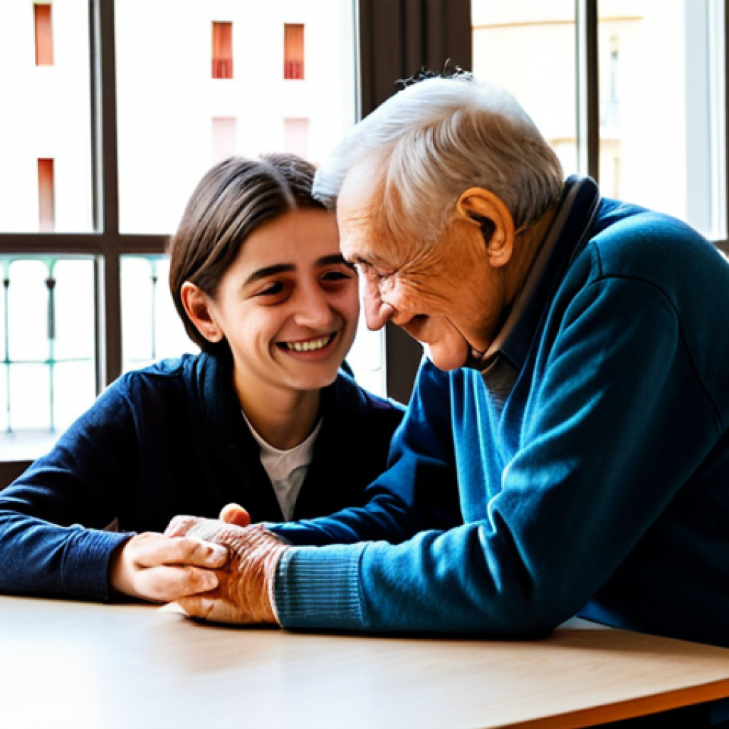 사회복지 실습 보고서 - **Image Prompt 1: Genuine Connection and Emotional Growth**
A heartfelt scene inside a modest so...