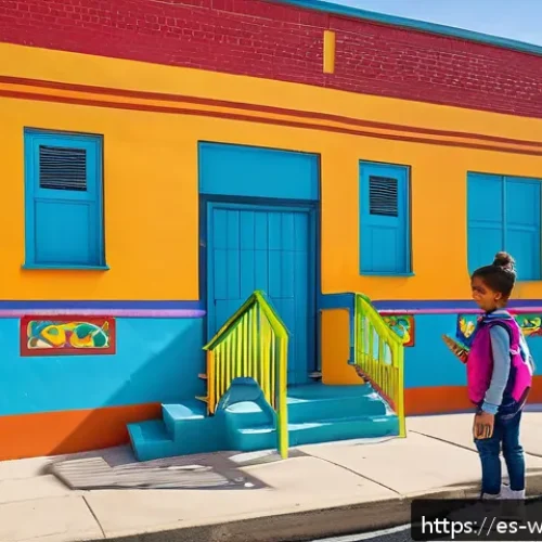 사회복지 공공정책 연구 - A vibrant urban community center in a Spanish-speaking neighborhood, showcasing diverse families eng...