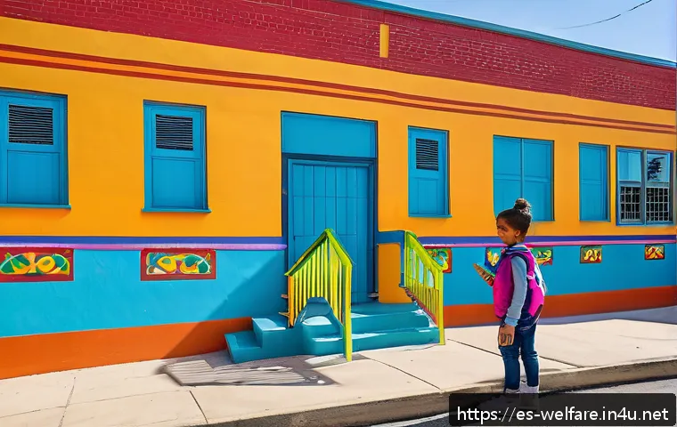 사회복지 공공정책 연구 - A vibrant urban community center in a Spanish-speaking neighborhood, showcasing diverse families eng...