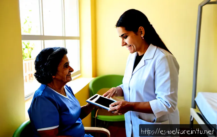 Home 17 사회복지 헬스케어 혁신 - Photorealistic community healthcare innovation scene in a bright Spanish neighborhood health center,...